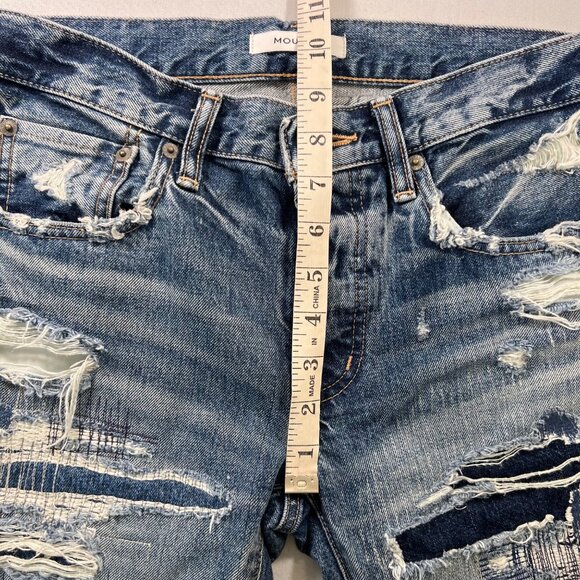 Moussy May Ripped & Repaired Tapered Jeans Japanese Denim Baggy Size 26 - Picture 9 of 12